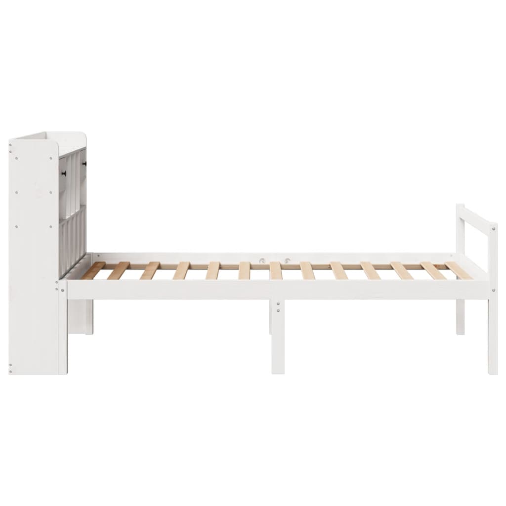 Krevet s regalom za knjige bez madraca bijeli 90x190cm borovina