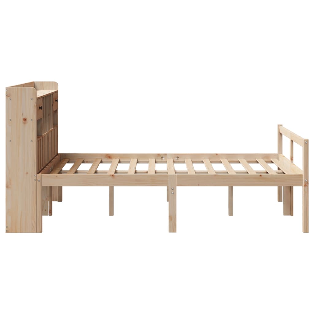 Krevet s regalom za knjige bez madraca 135x190 cm od borovine