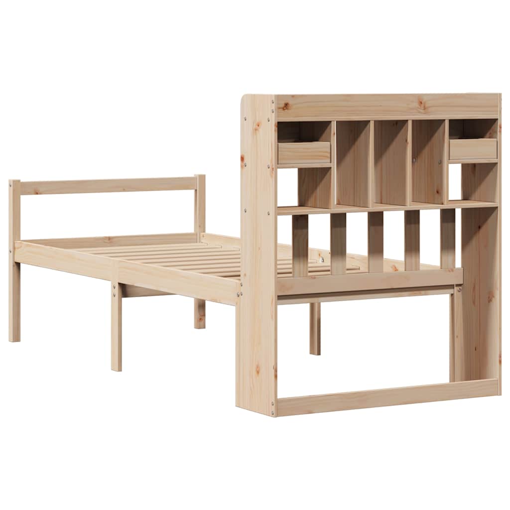 Krevet s regalom za knjige bez madraca 90x200 cm od borovine