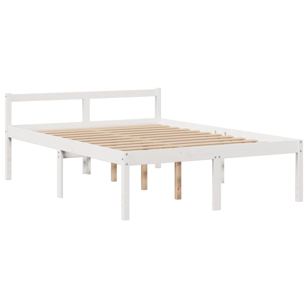 Krevet s regalom z knjige bez madraca bijeli 140x200cm borovina