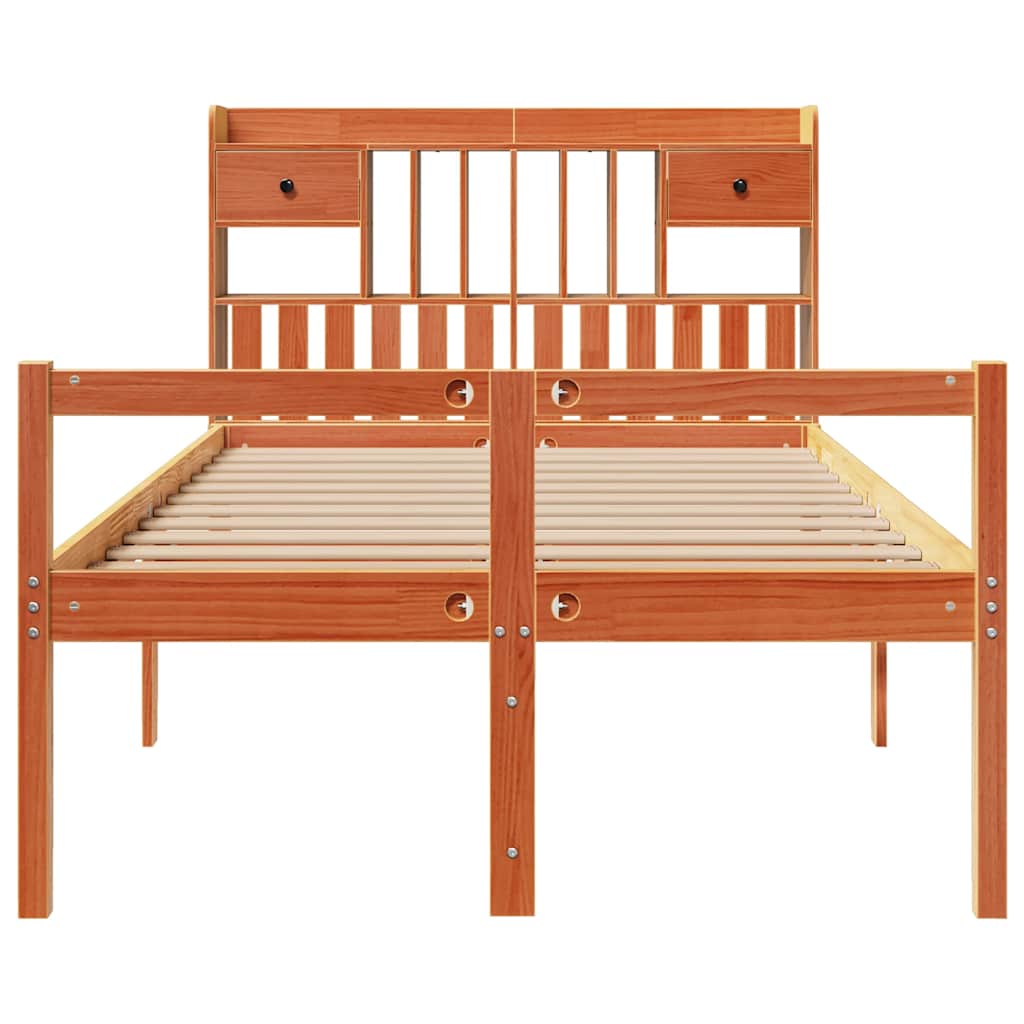 Krevet s regalom za knjige bez madraca 135 x 190 cm od borovine