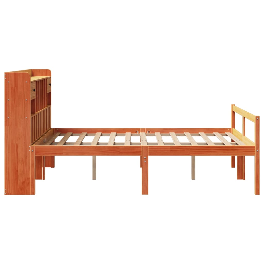 Krevet s regalom za knjige bez madraca 140x200 cm od borovine