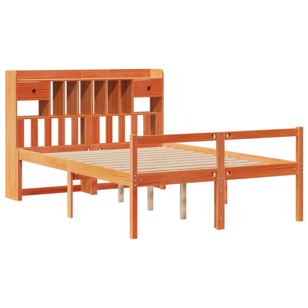 Krevet s regalom za knjige bez madraca 150x200 cm od borovine