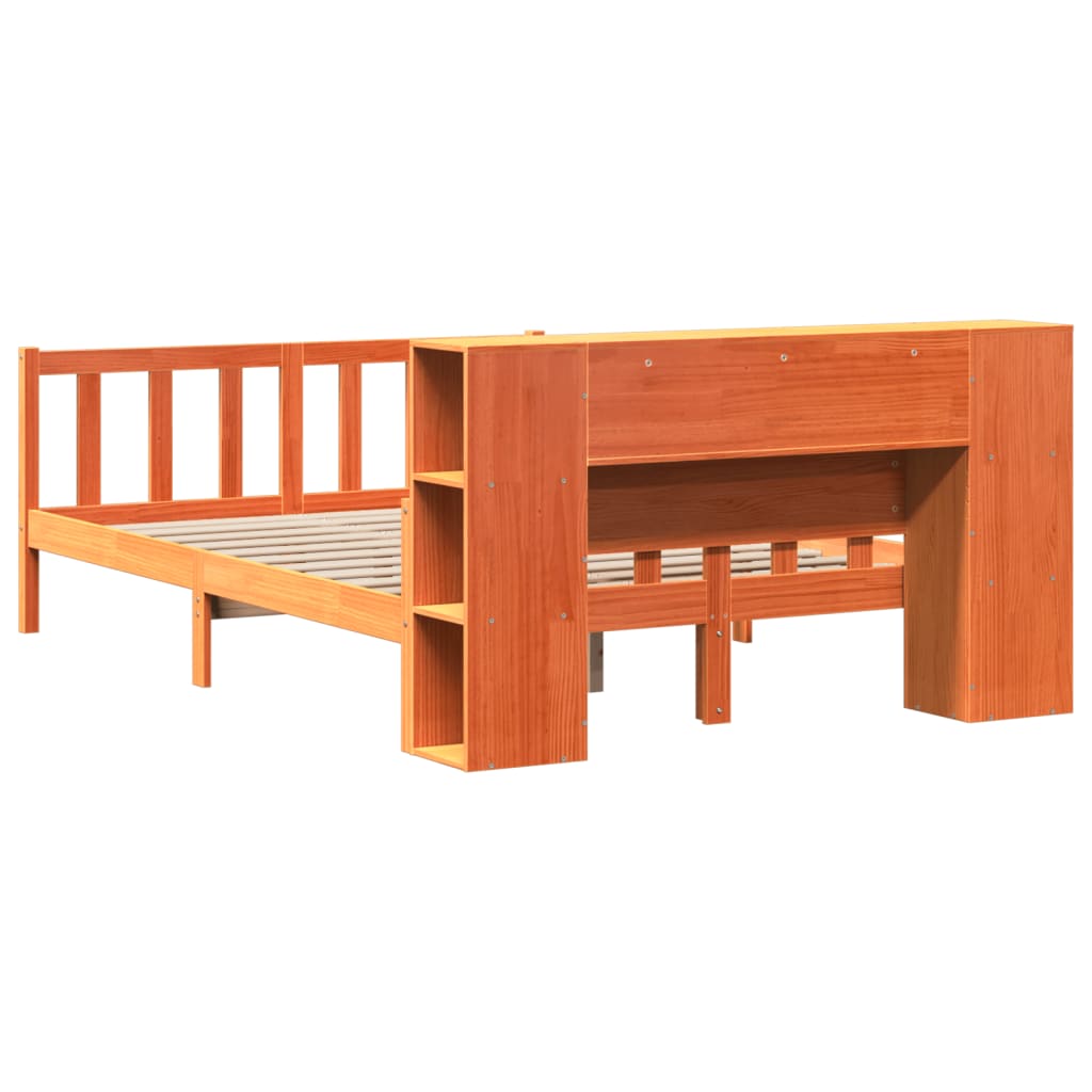 Krevet s regalom za knjige bez madraca 160x200 cm masivno drvo