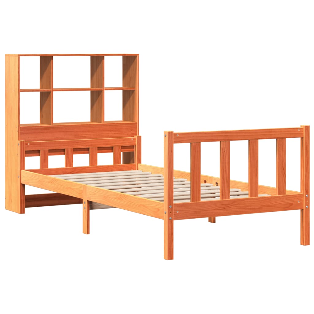 Krevet s regalom za knjige bez madraca 75 x 190 cm masivno drvo