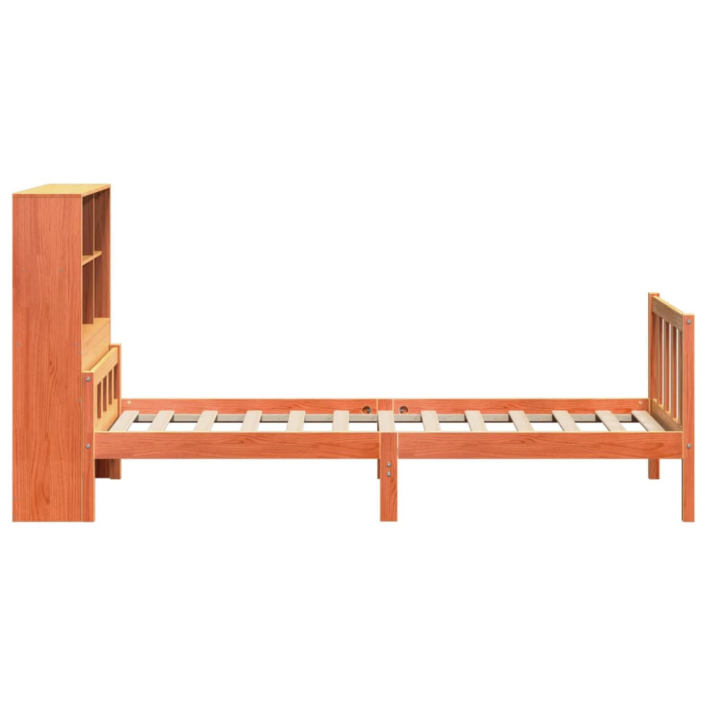 Krevet s regalom za knjige bez madraca 75 x 190 cm masivno drvo