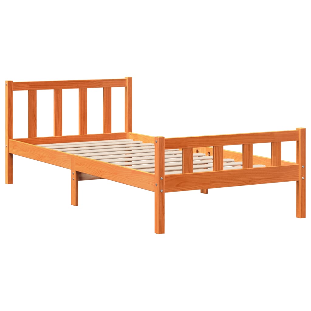 Krevet s regalom za knjige bez madraca 75 x 190 cm masivno drvo
