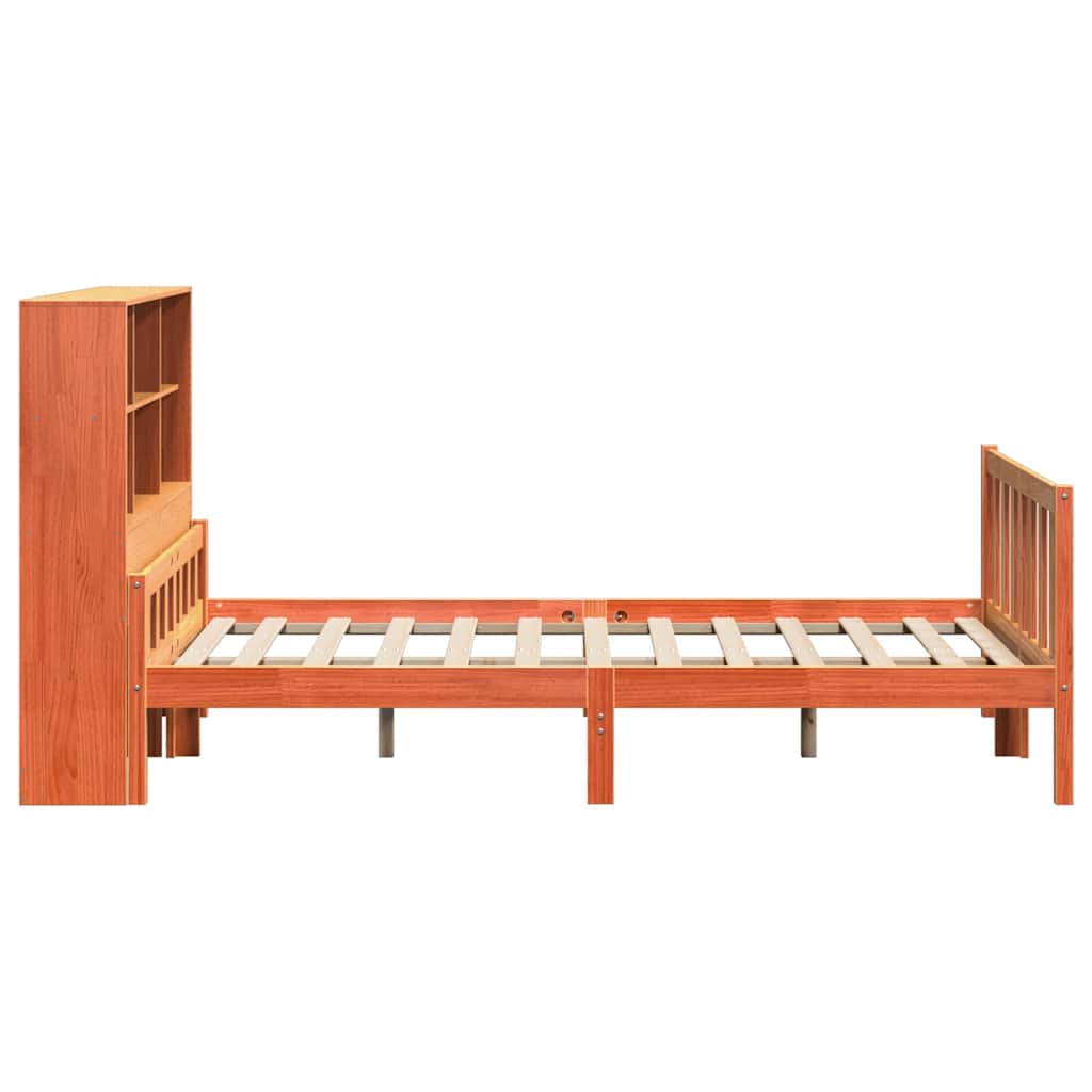 Krevet s regalom za knjige bez madraca 150x200 cm masivno drvo