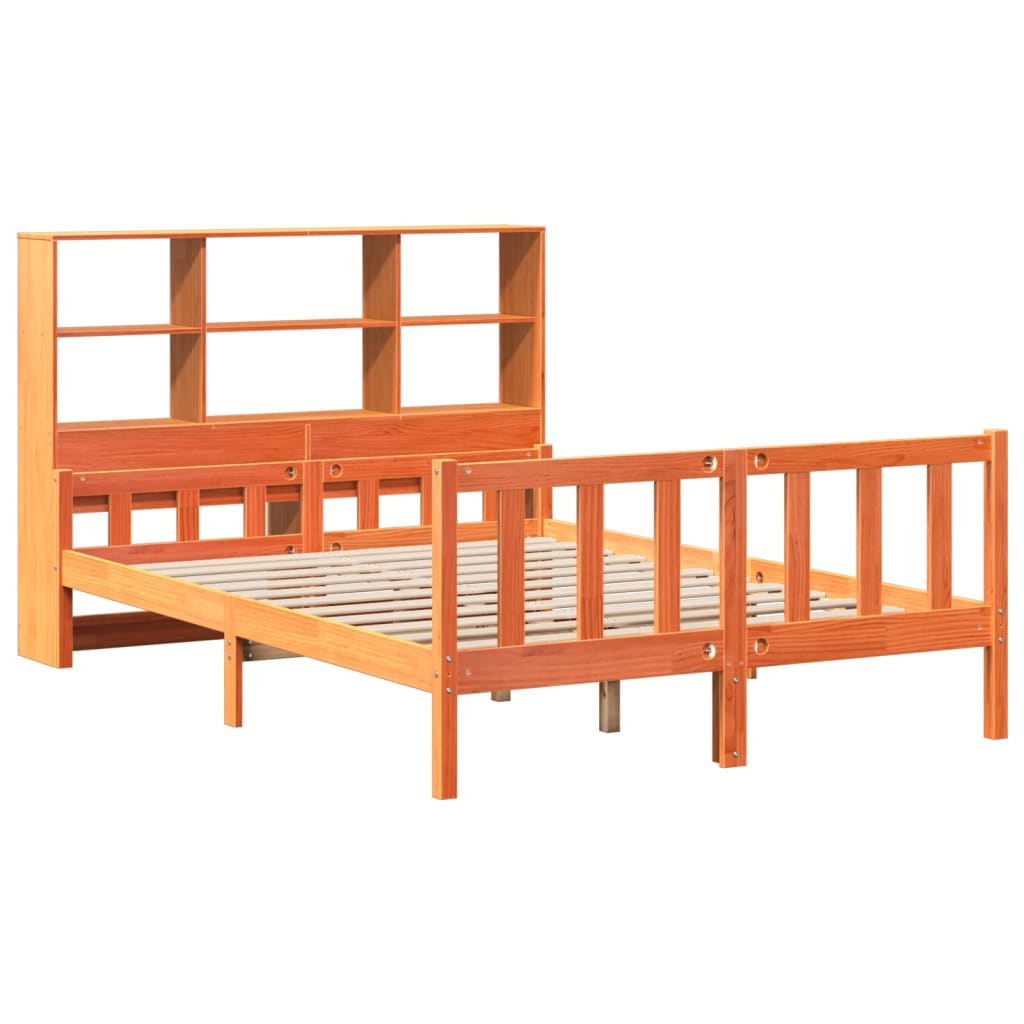 Krevet s regalom za knjige bez madraca 160x200 cm masivno drvo