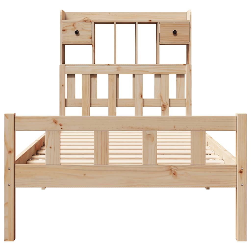 Krevet s regalom za knjige bez madraca 90x190 cm od borovine