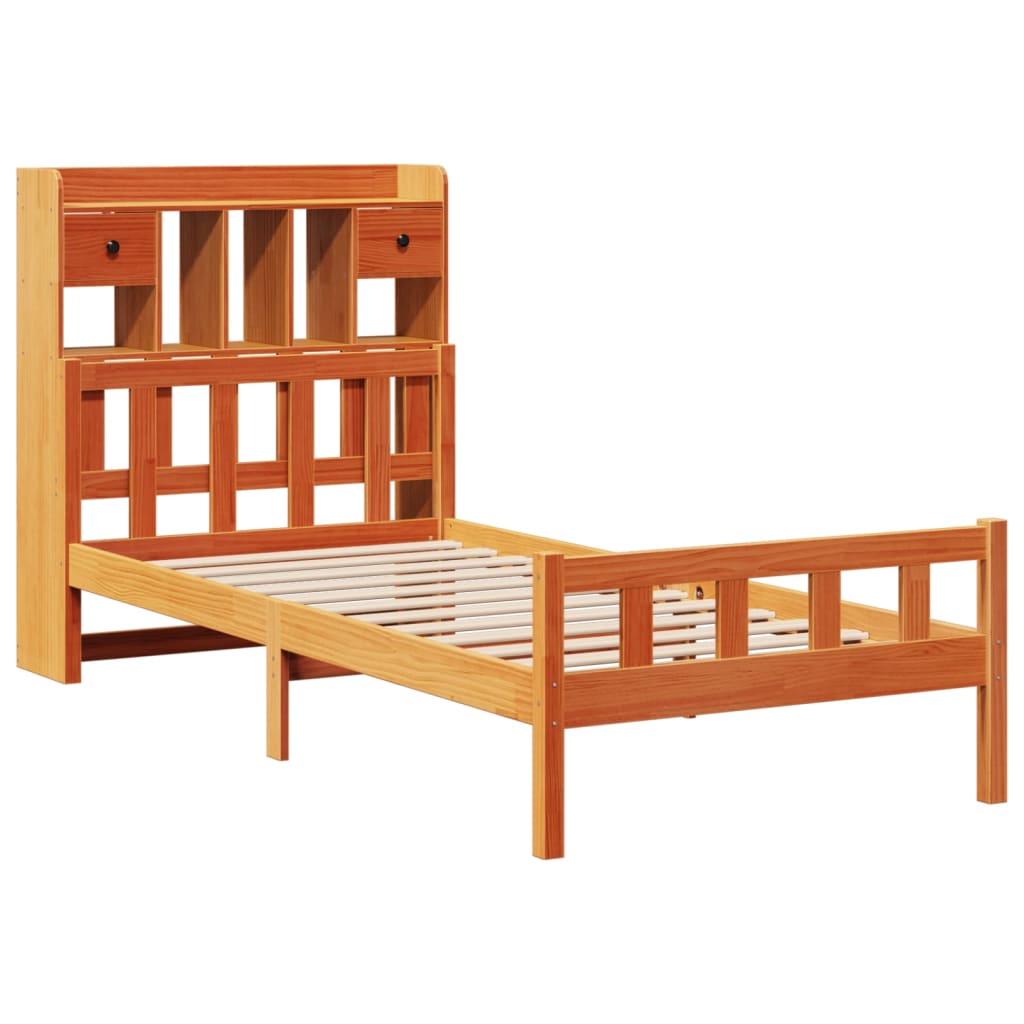 Krevet s regalom za knjige bez madraca 75 x 190 cm od borovine
