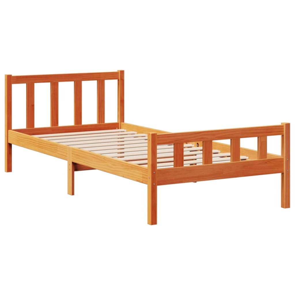 Krevet s regalom za knjige bez madraca 75 x 190 cm od borovine
