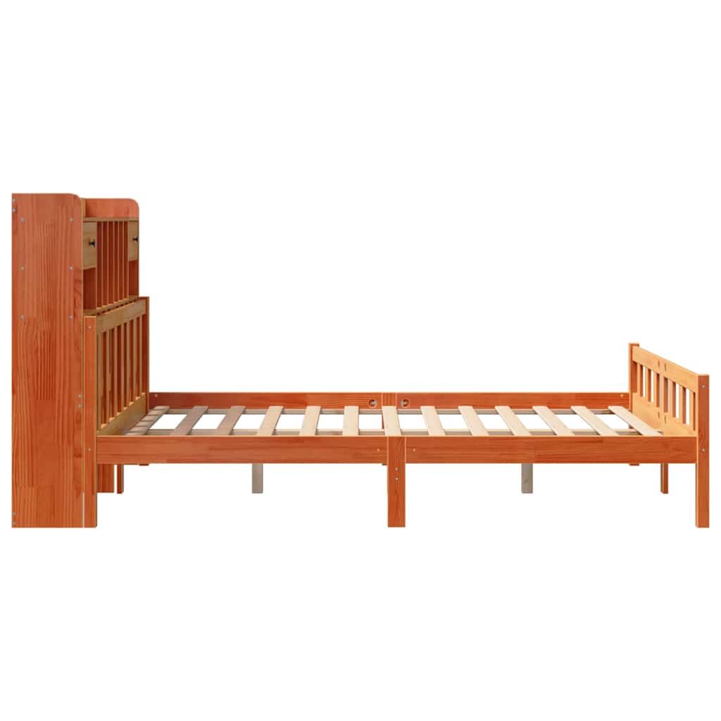 Krevet s regalom za knjige bez madraca 150x200 cm od borovine