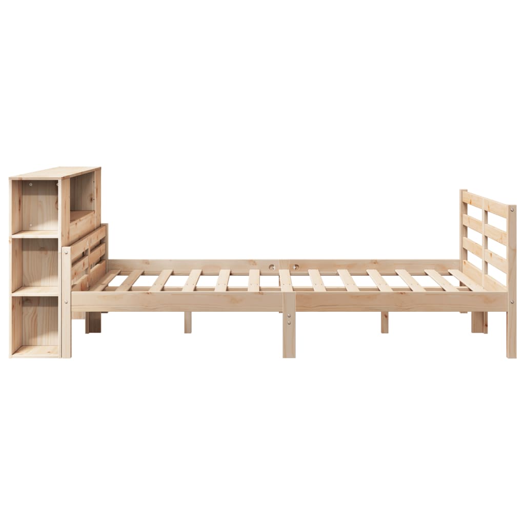 Krevet s regalom za knjige bez madraca 135x190 cm od borovine