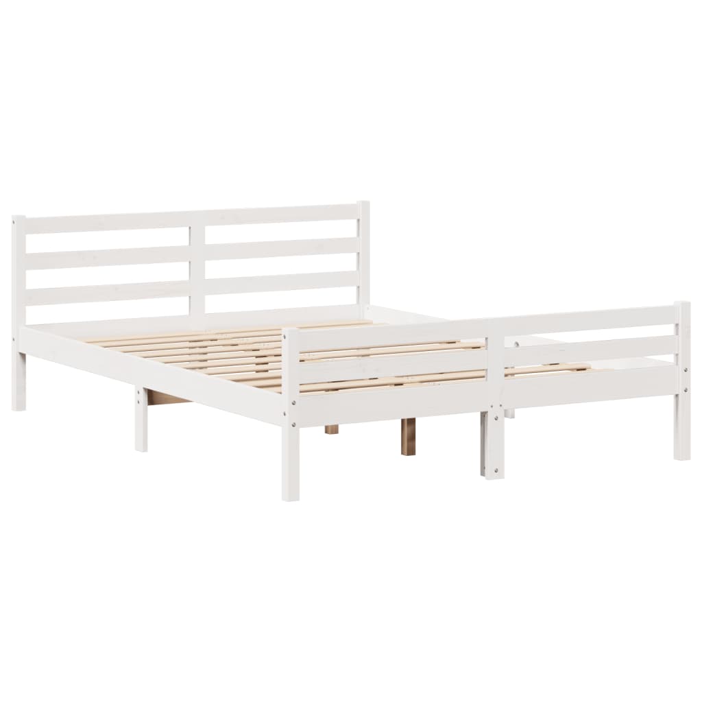 Krevet s regalom z knjige bez madraca bijeli 135x190cm borovina