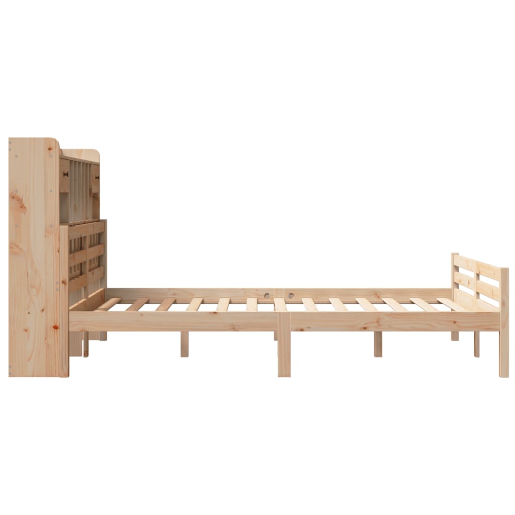 Krevet s regalom za knjige bez madraca 140x190 cm od borovine
