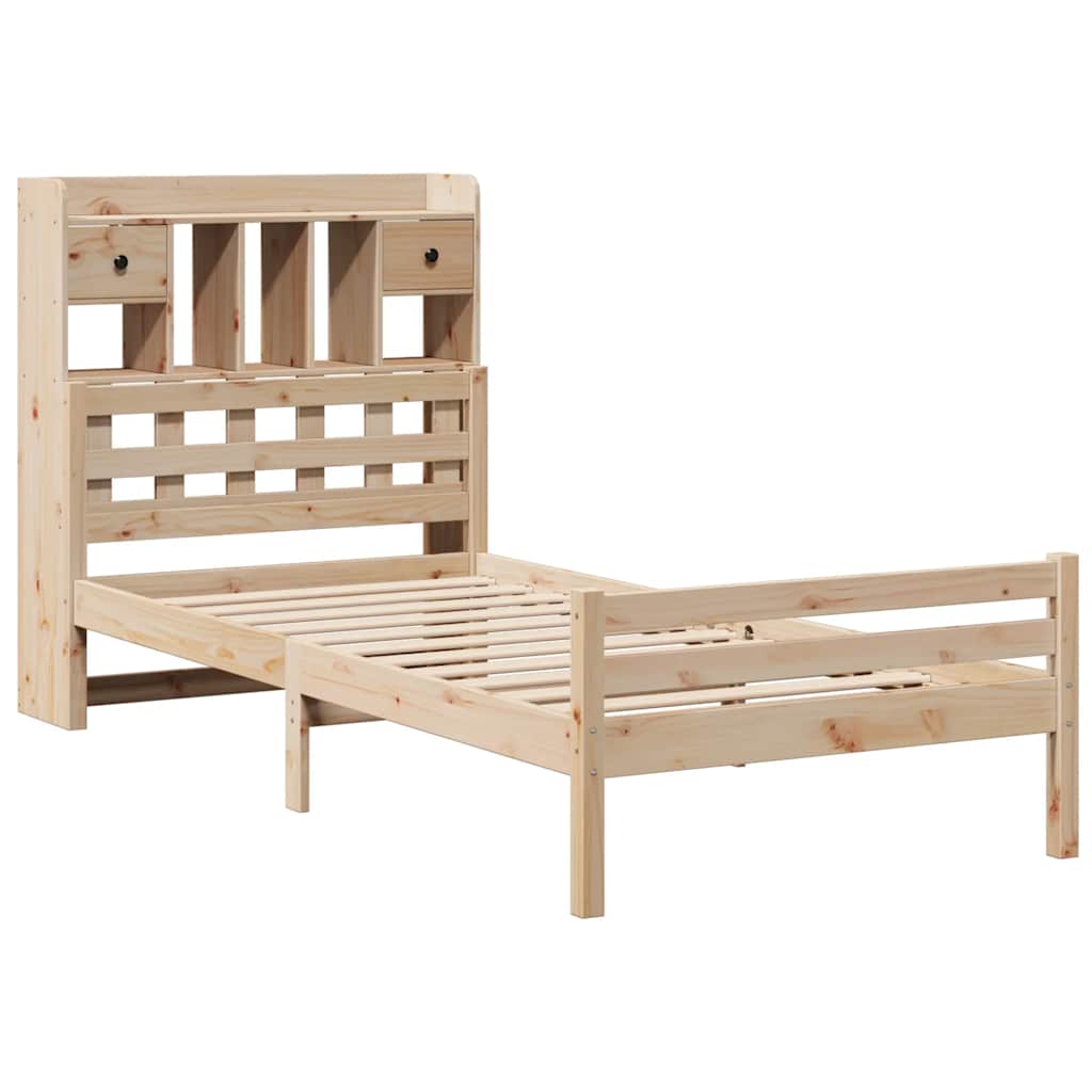 Krevet s regalom za knjige bez madraca 90x200 cm od borovine