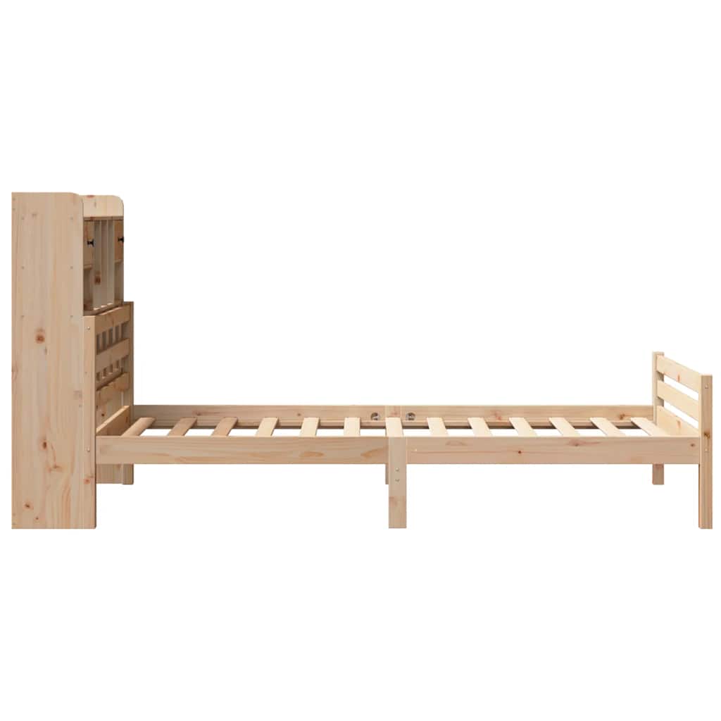 Krevet s regalom za knjige bez madraca 90x200 cm od borovine