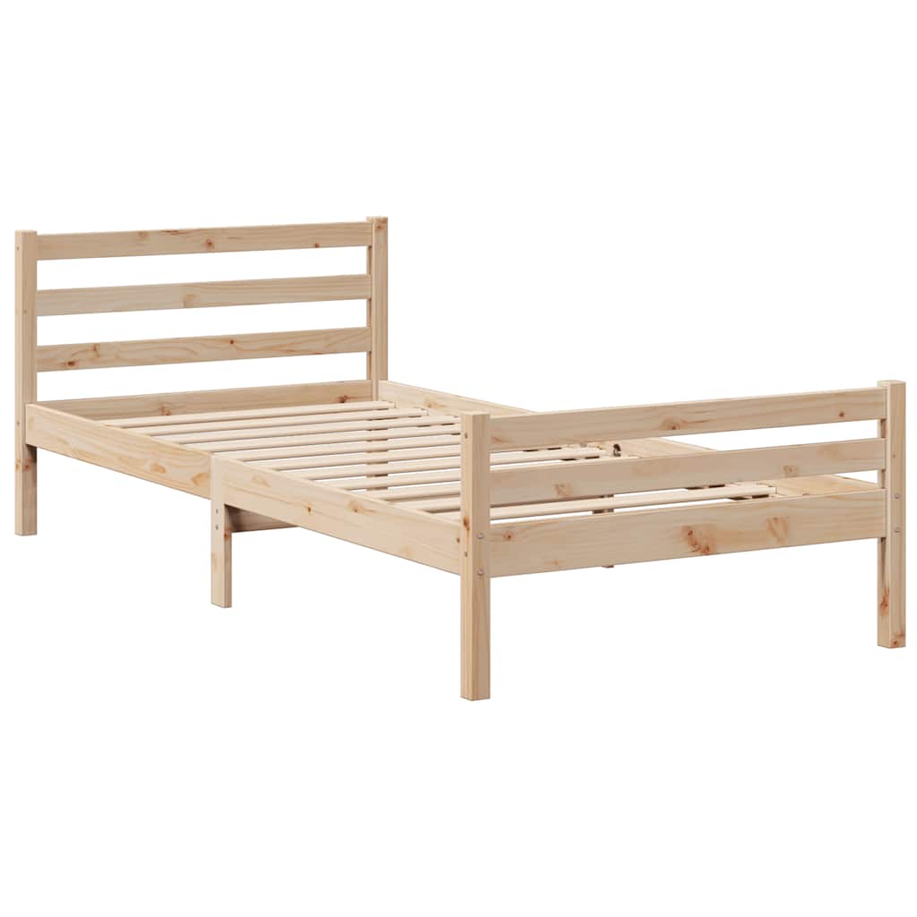 Krevet s regalom za knjige bez madraca 90x200 cm od borovine