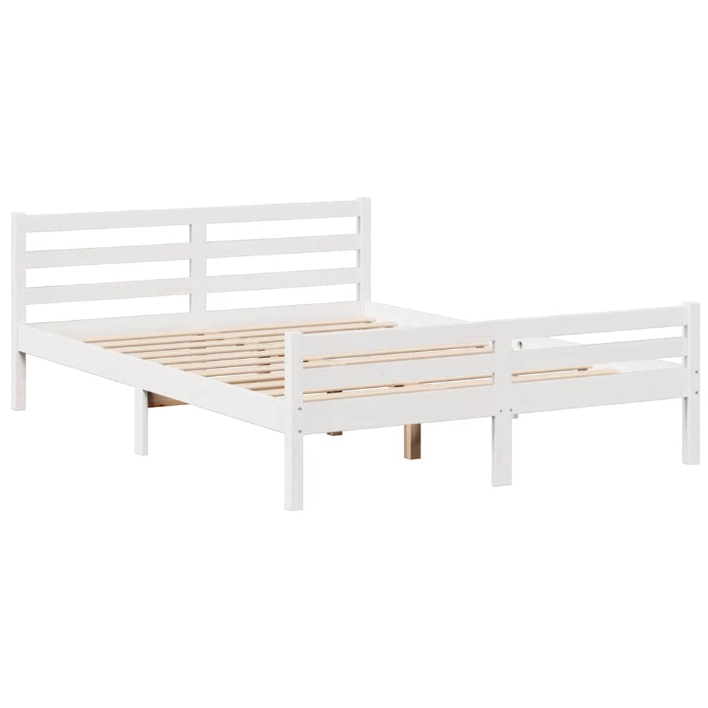 Krevet s regalom z knjige bez madraca bijeli 140x200cm borovina