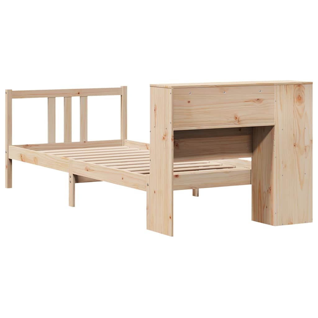 Krevet s regalom za knjige bez madraca 75x190 cm borovina