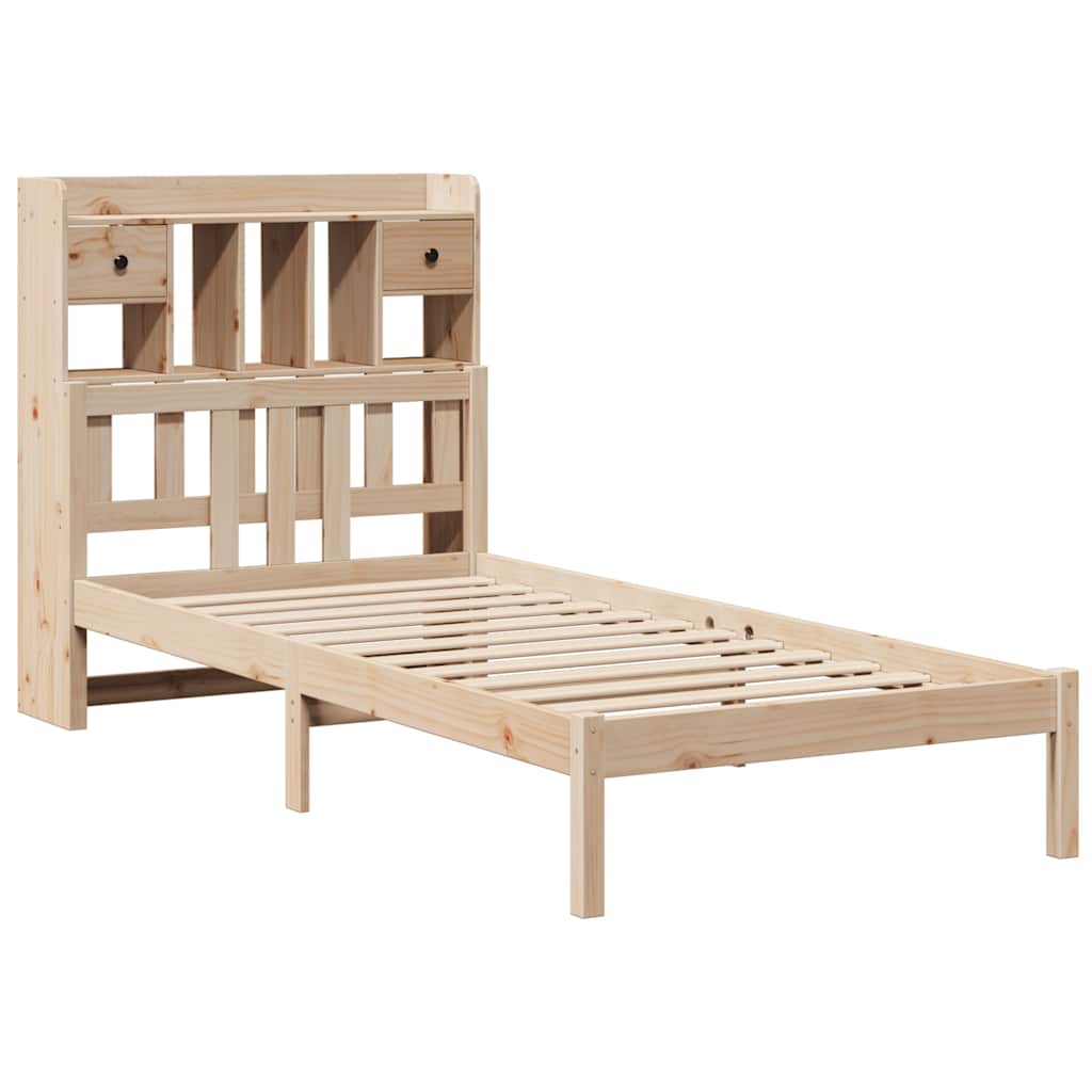 Krevet s regalom za knjige bez madraca 75x190 cm borovina