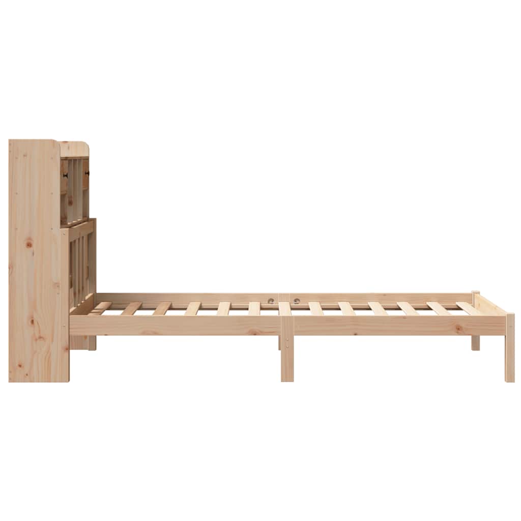 Krevet s regalom za knjige bez madraca 75x190 cm borovina