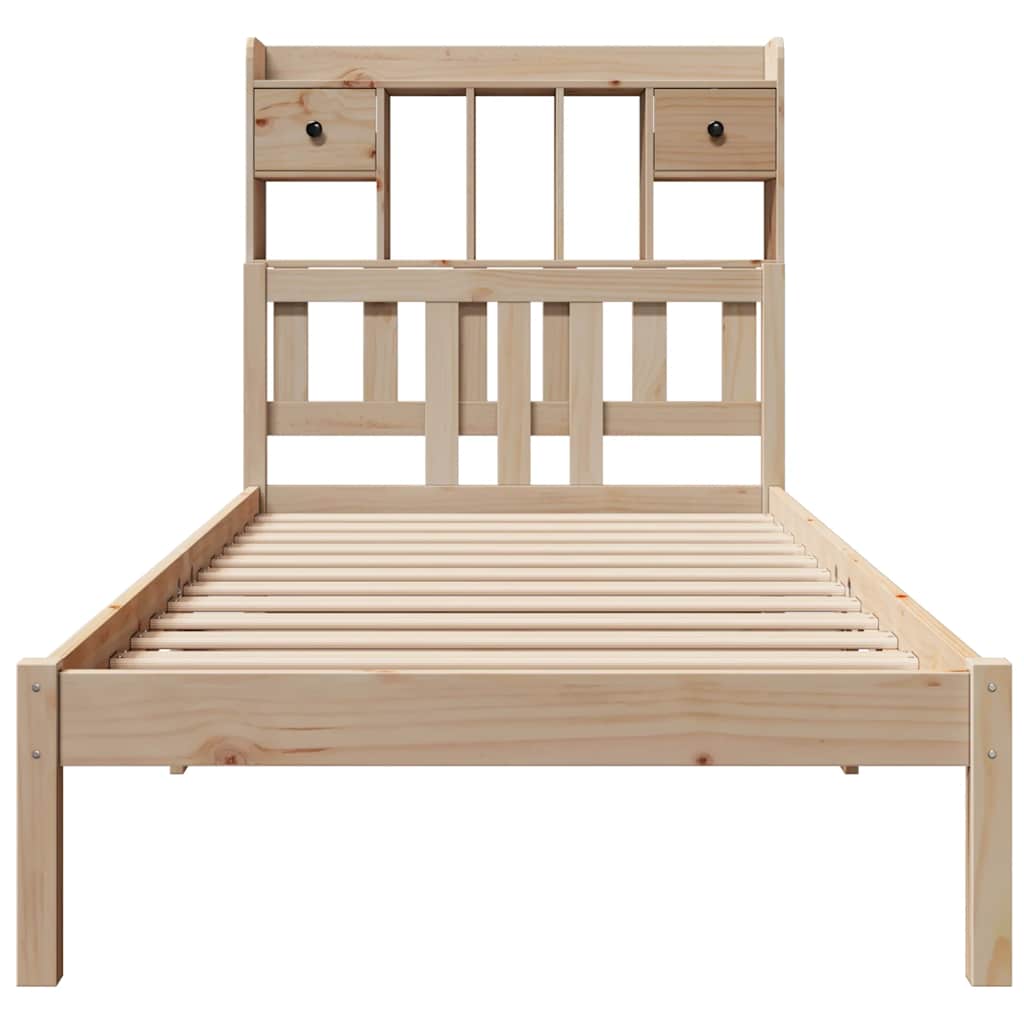Krevet s regalom za knjige bez madraca 90x190 cm od borovine