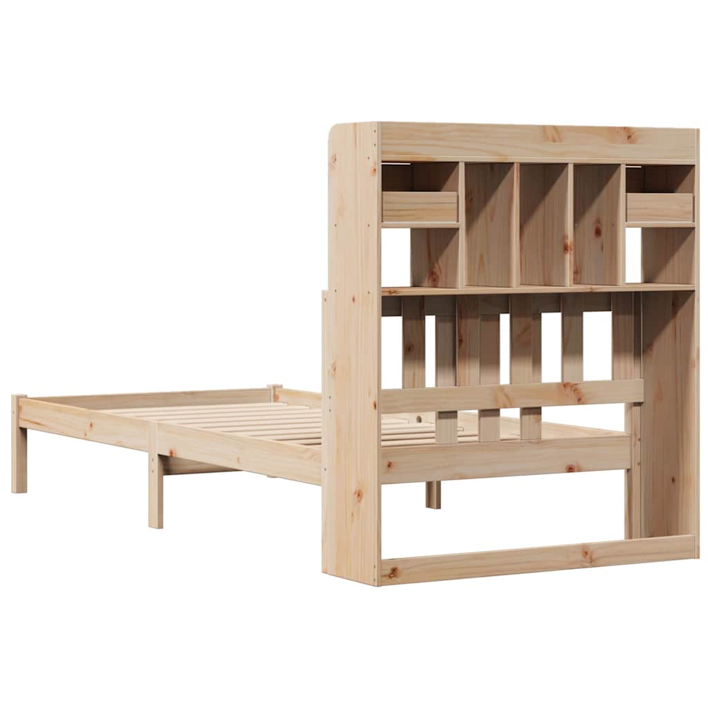 Krevet s regalom za knjige bez madraca 90x190 cm od borovine