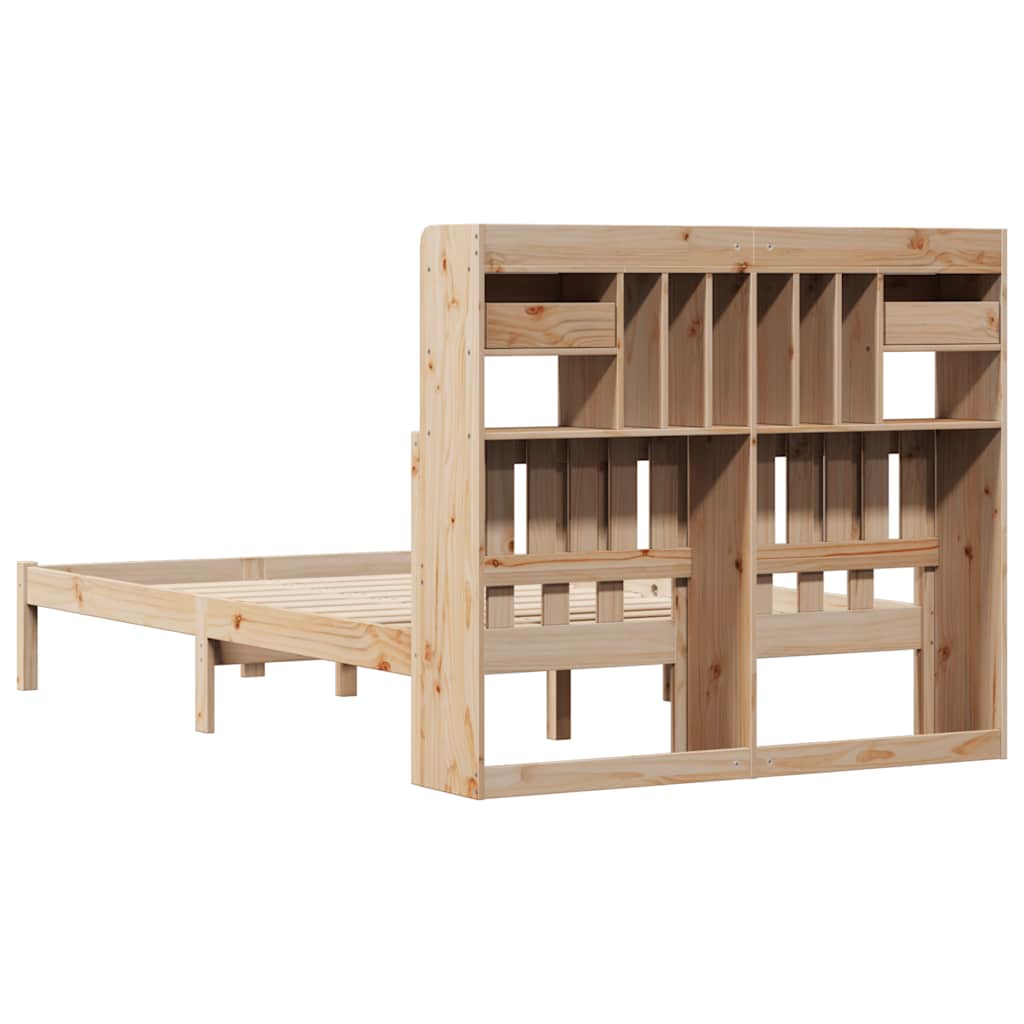 Krevet s regalom za knjige bez madraca 135x190 cm od borovine