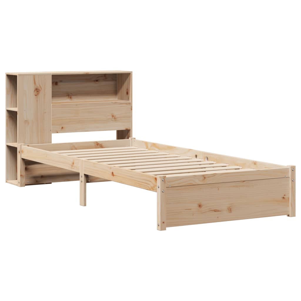 Krevet s regalom za knjige bez madraca 75x190 cm borovina