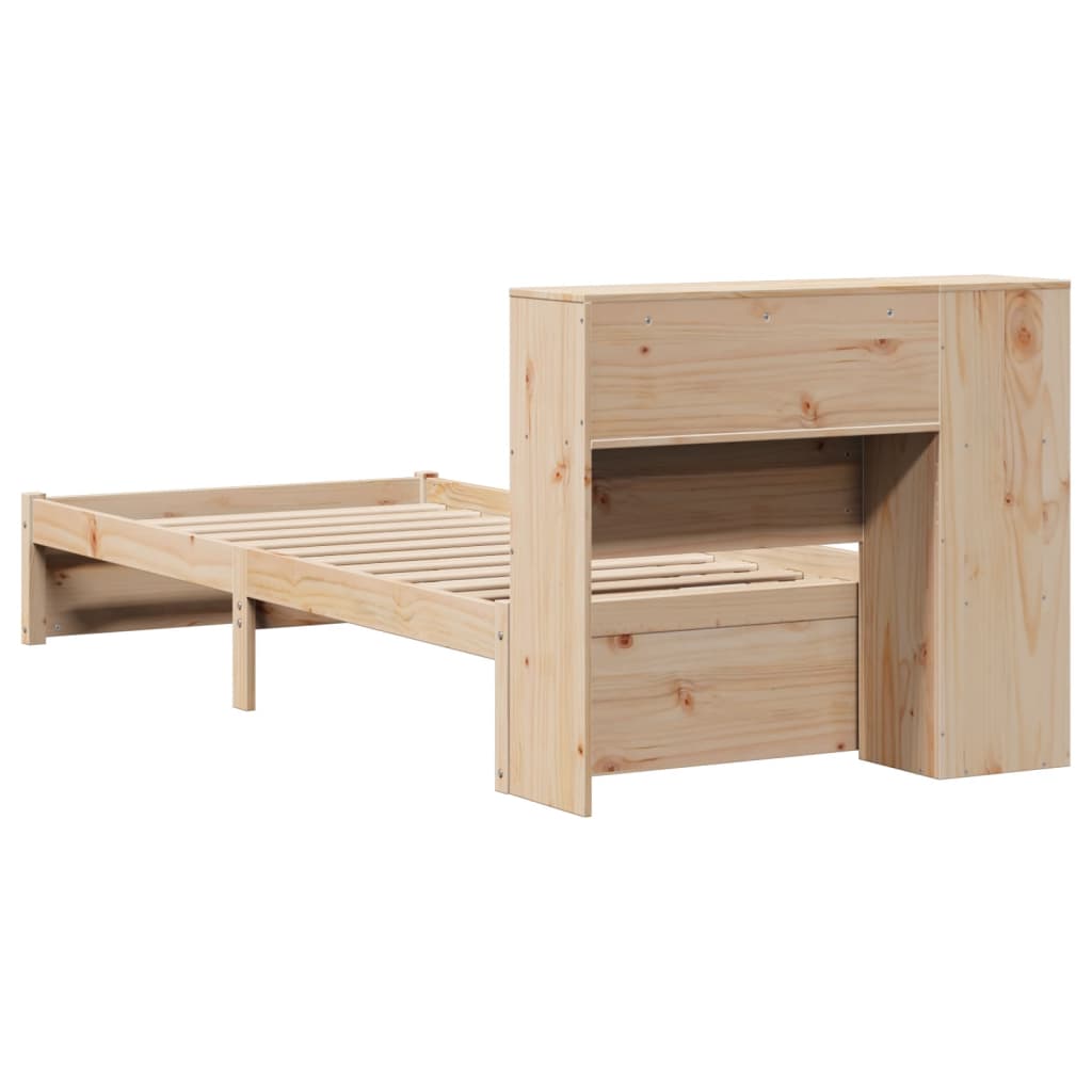 Krevet s regalom za knjige bez madraca 75x190 cm borovina