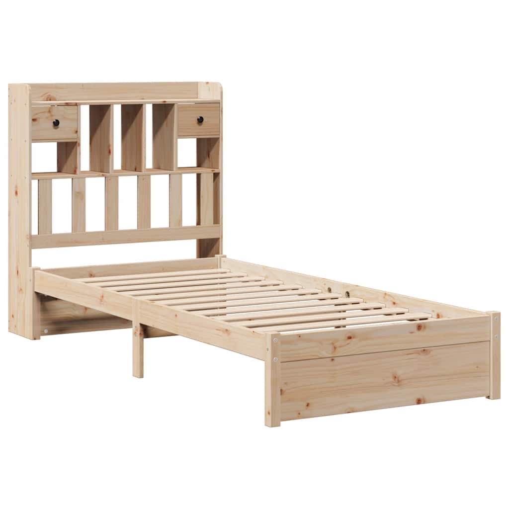 Krevet s regalom za knjige bez madraca 75x190 cm borovina