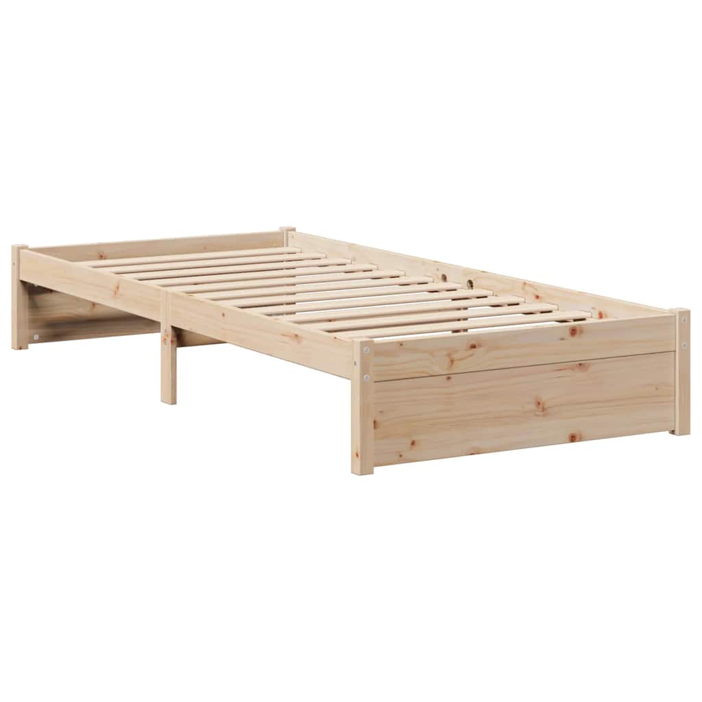 Krevet s regalom za knjige bez madraca 75x190 cm borovina