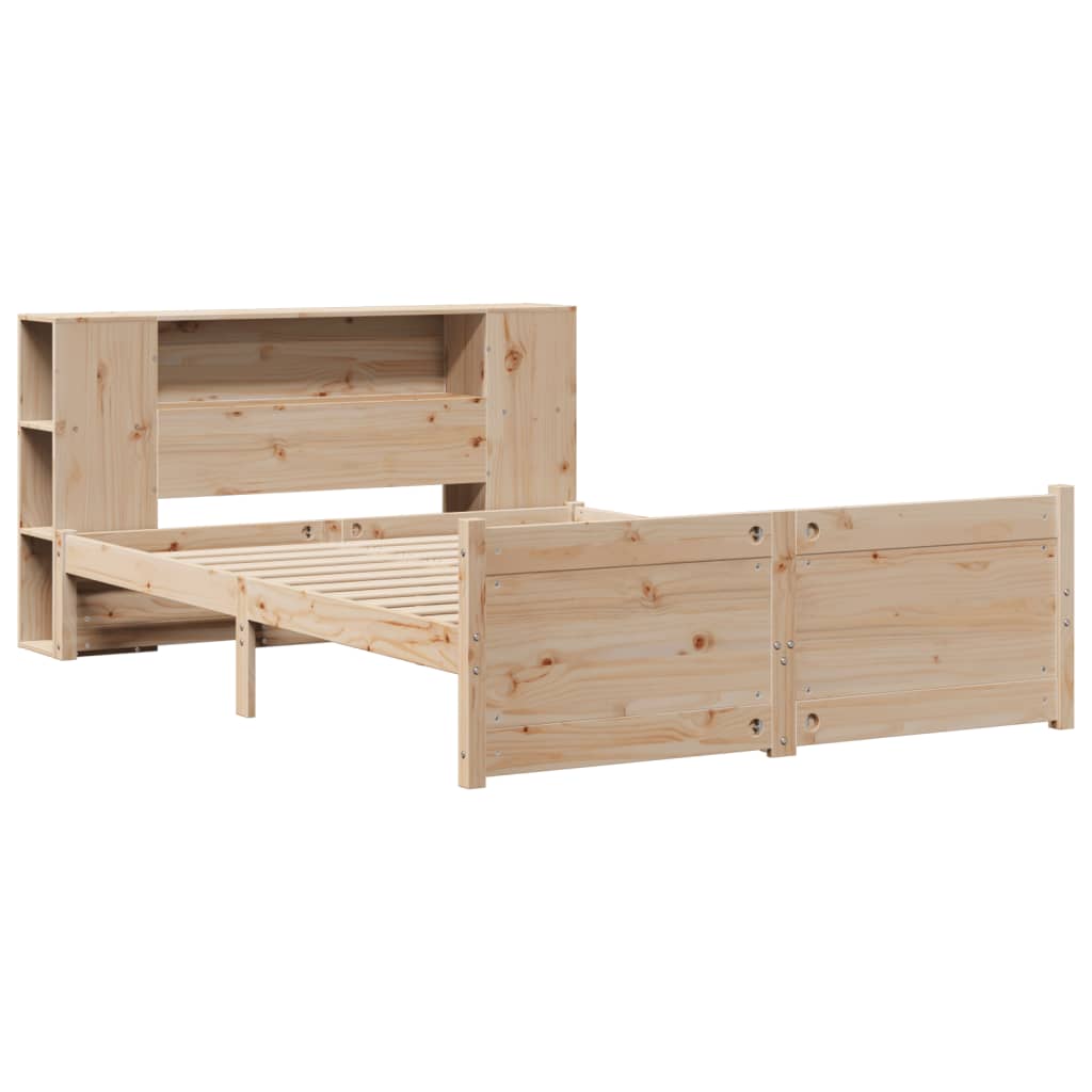 Krevet s regalom za knjige bez madraca 135x190 cm od borovine