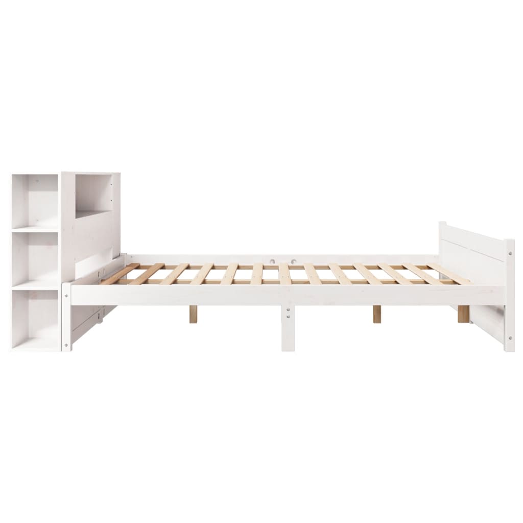 Krevet s regalom z knjige bez madraca bijeli 140x190cm borovina