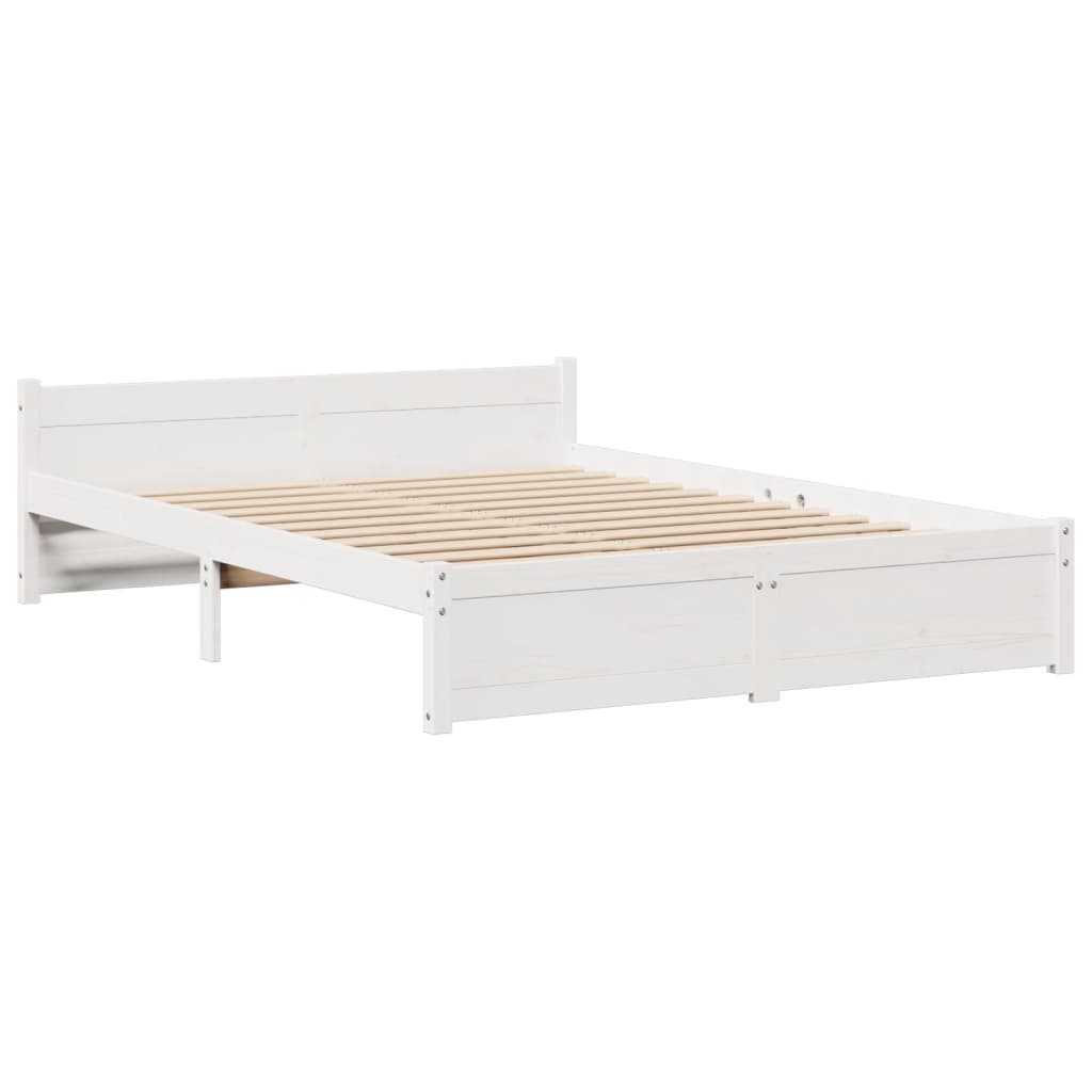 Krevet s regalom z knjige bez madraca bijeli 140x190cm borovina