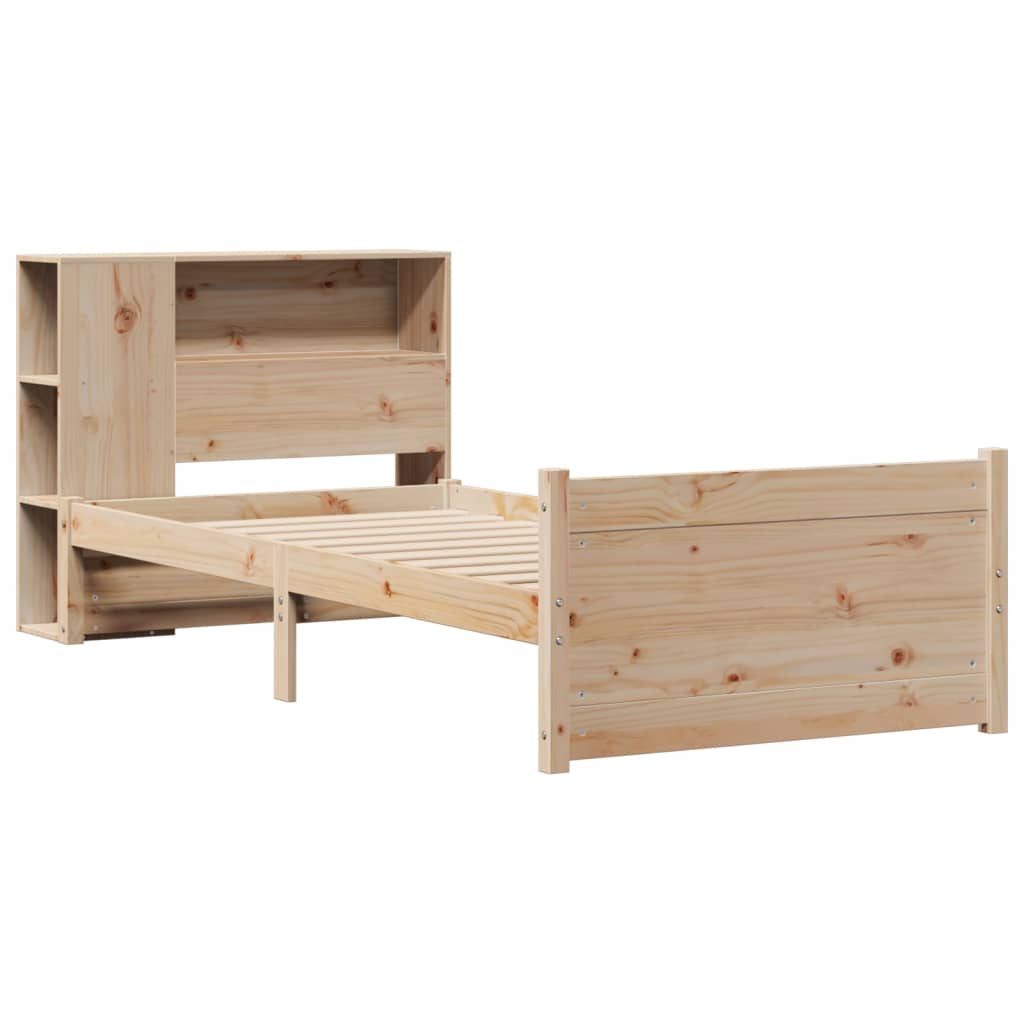 Krevet s regalom za knjige bez madraca 75x190 cm borovina