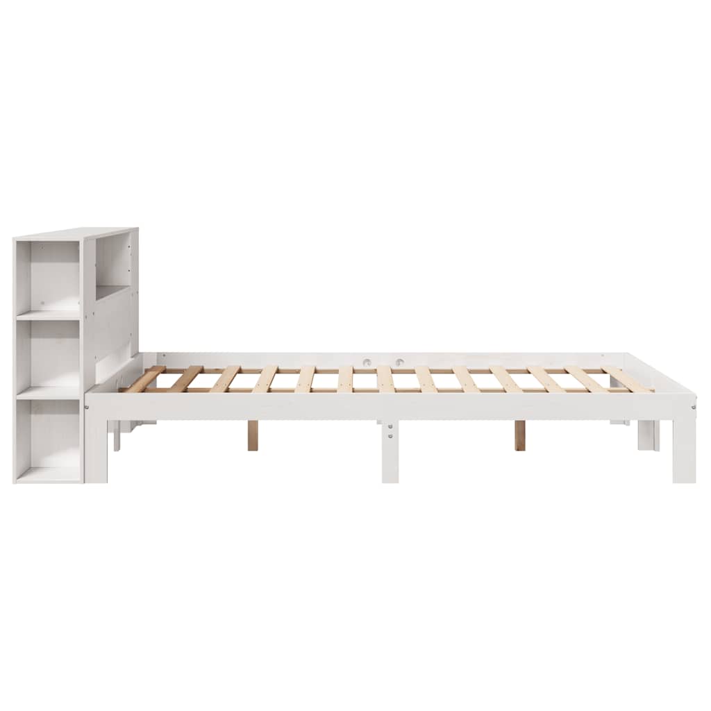 Krevet s regalom z knjige bez madraca bijeli 135x190cm borovina