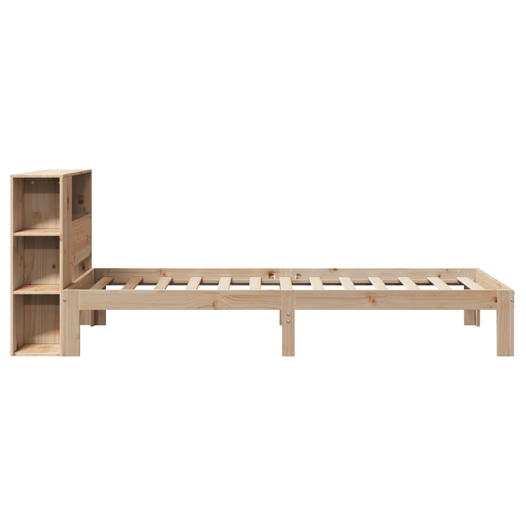 Krevet s regalom za knjige bez madraca 75x190 cm borovina