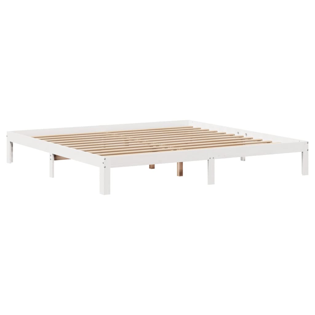 Krevet s regalom z knjige bez madraca bijeli 180x200cm borovina