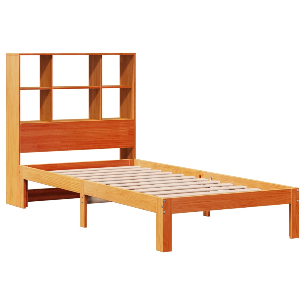 Krevet s regalom za knjige bez madraca 75 x 190 cm od borovine