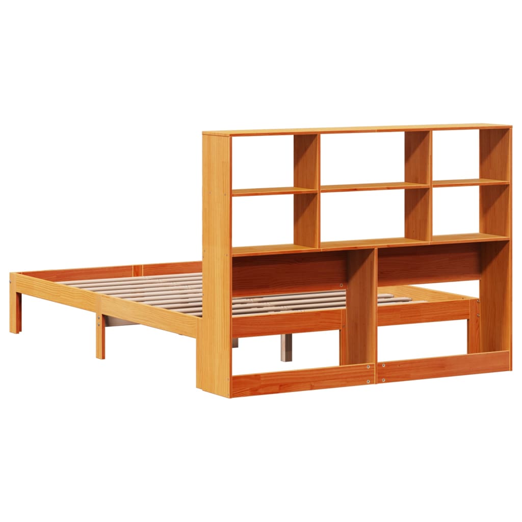 Krevet s regalom za knjige bez madraca 120 x 190 cm od borovine