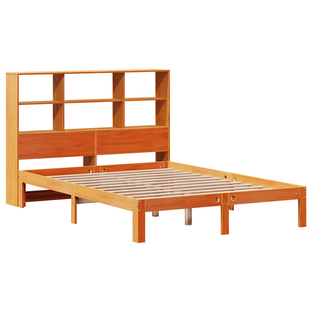 Krevet s regalom za knjige bez madraca 135 x 190 cm od borovine