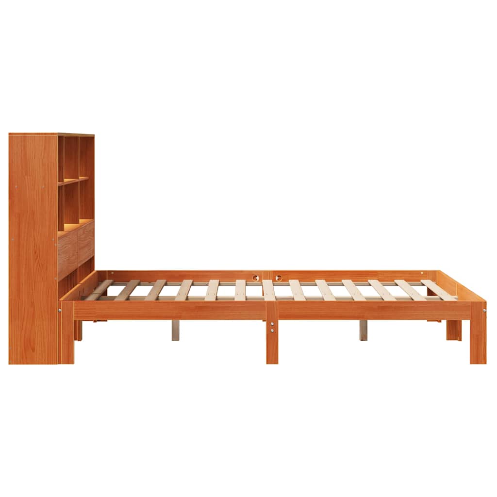 Krevet s regalom za knjige bez madraca 135 x 190 cm od borovine