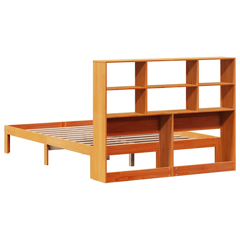 Krevet s regalom za knjige bez madraca 135 x 190 cm od borovine