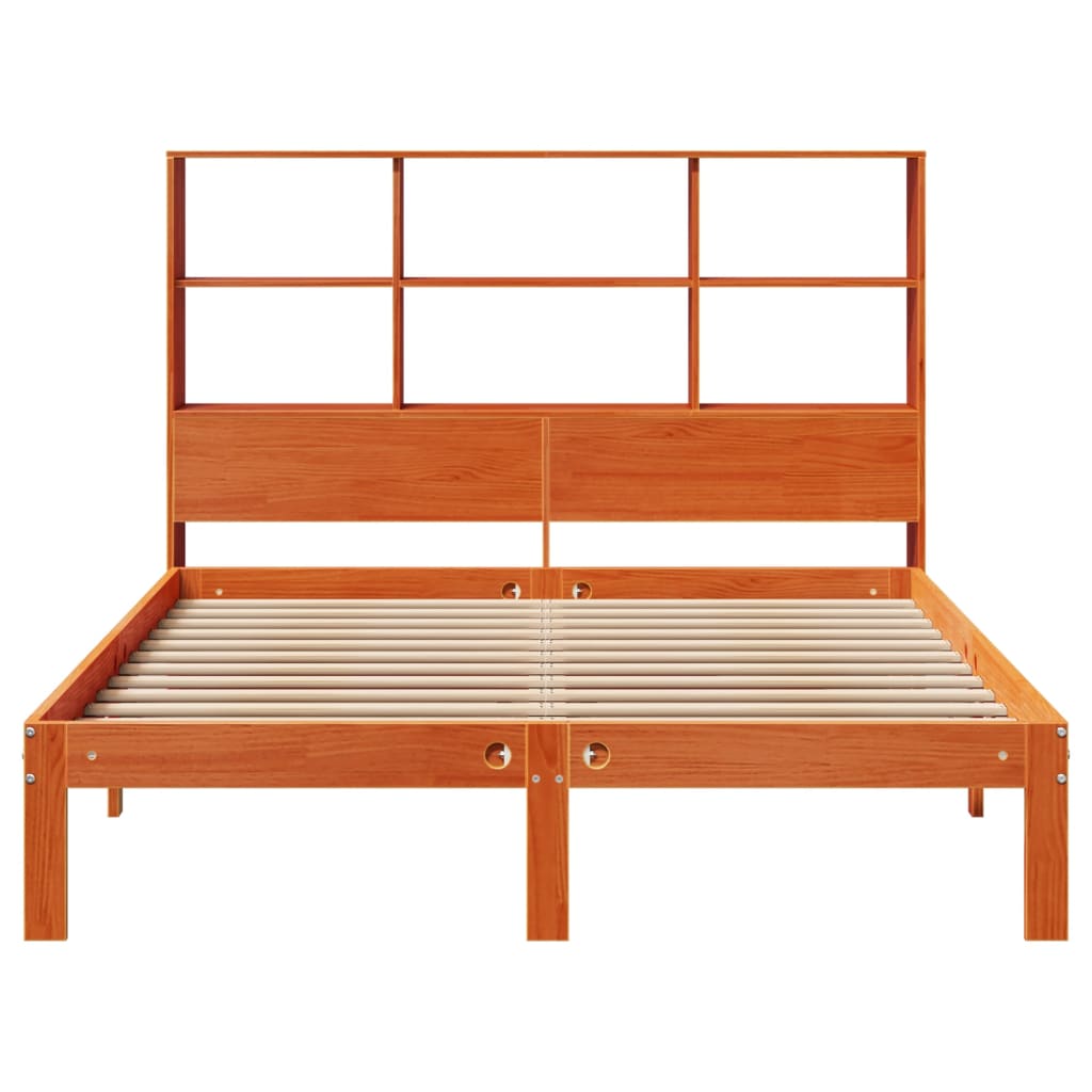 Krevet s regalom za knjige bez madraca 140 x 190 cm od borovine