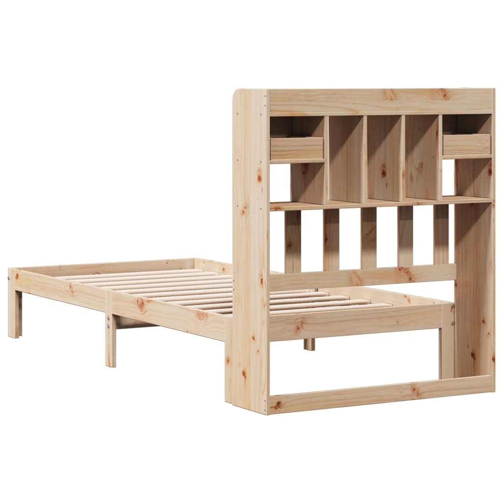 Krevet s regalom za knjige bez madraca 90x190 cm od borovine
