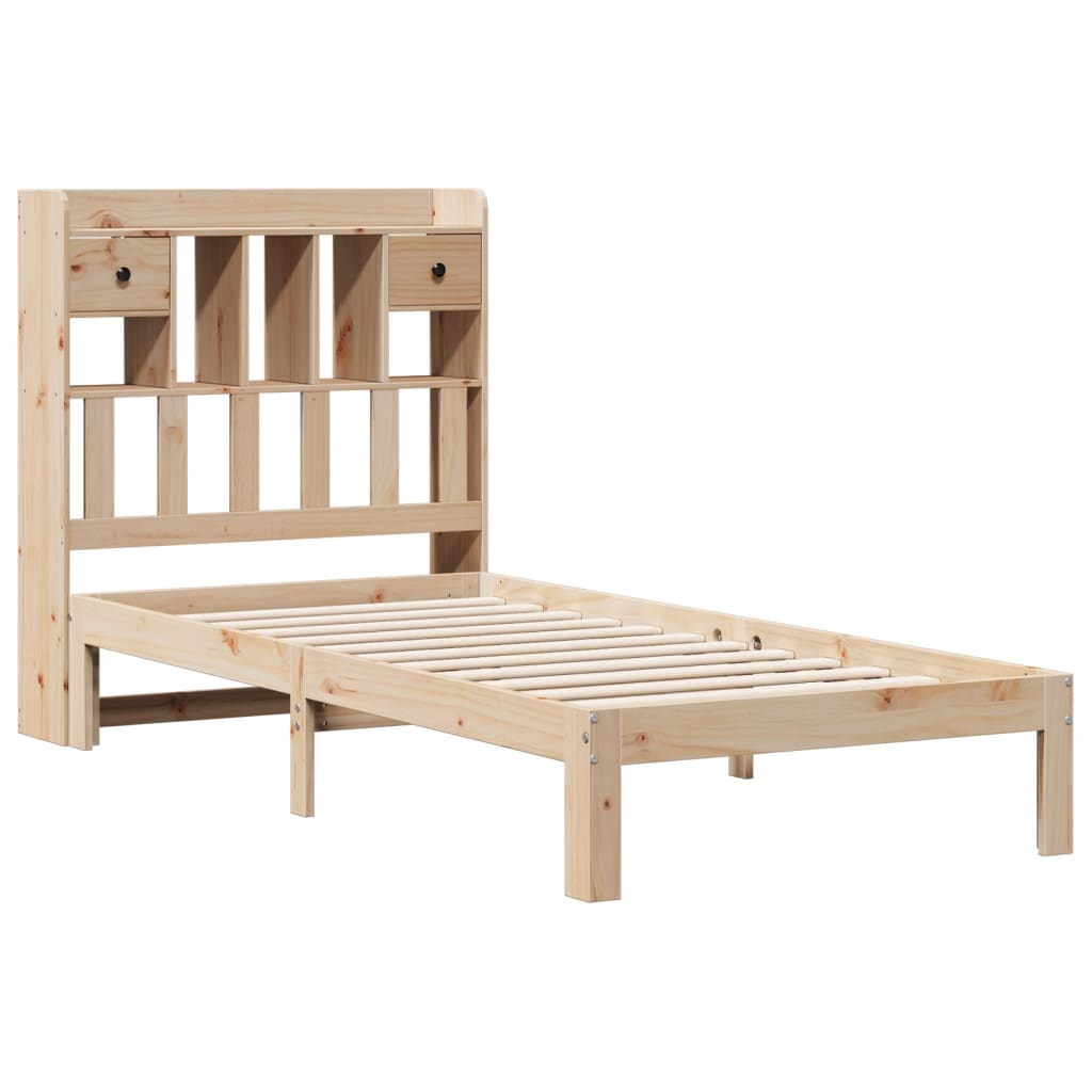 Krevet s regalom za knjige bez madraca 90x200 cm od borovine