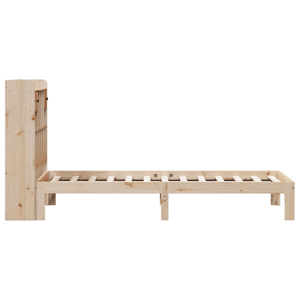 Krevet s regalom za knjige bez madraca 90x200 cm od borovine